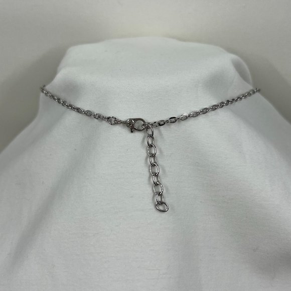 Silver Toned 18” Necklace with Blue Beading - Picture 3 of 4